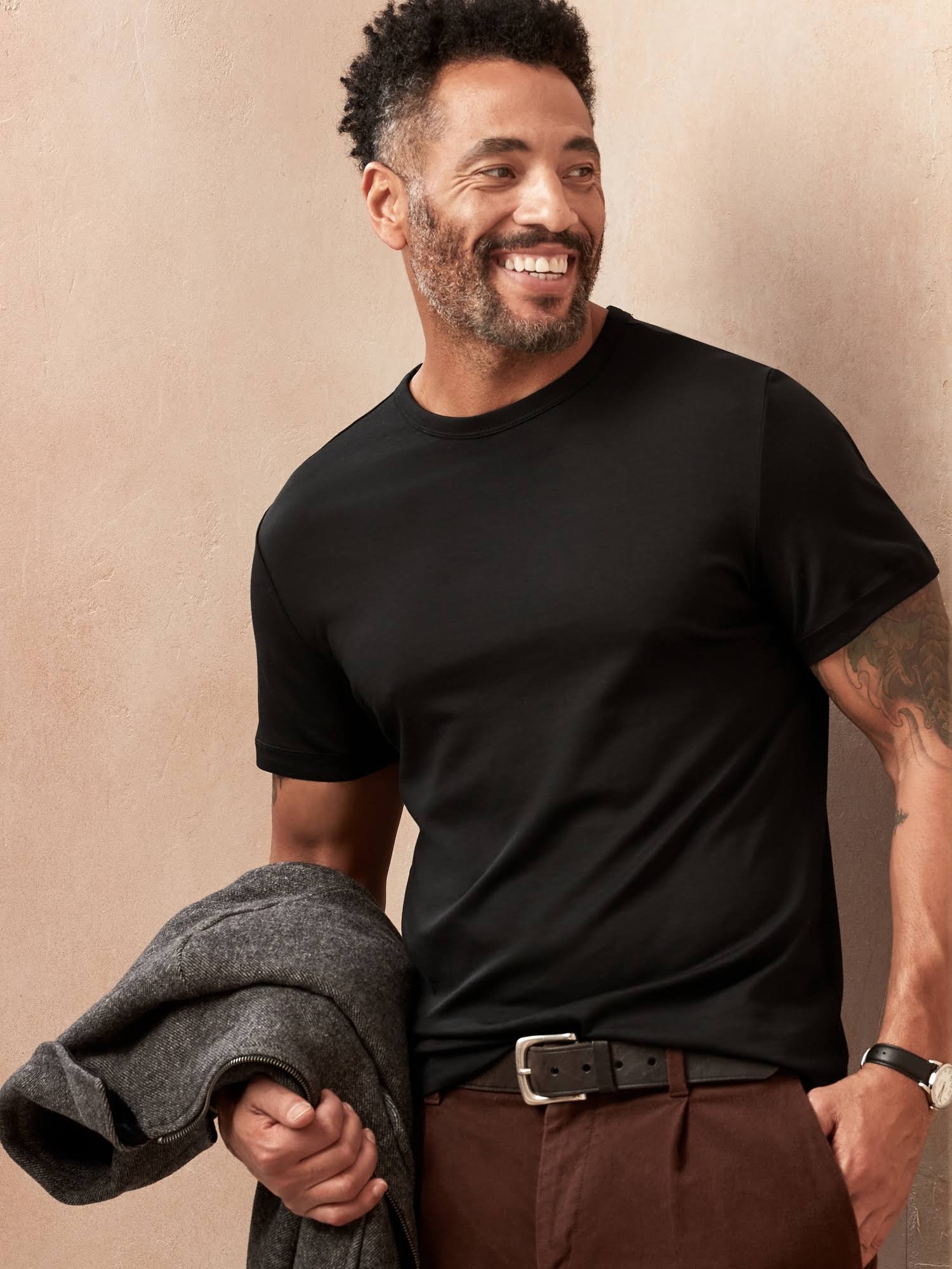 Banana Republic Men's Luxury Touch Performance T-Shirt Black Tall Size M