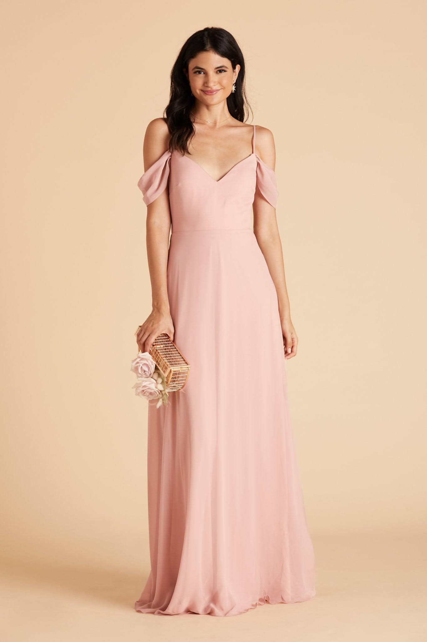 Birdy Grey Devin Convertible Chiffon Bridesmaid Dress in Dusty Rose M / Dusty Rose / No Slit