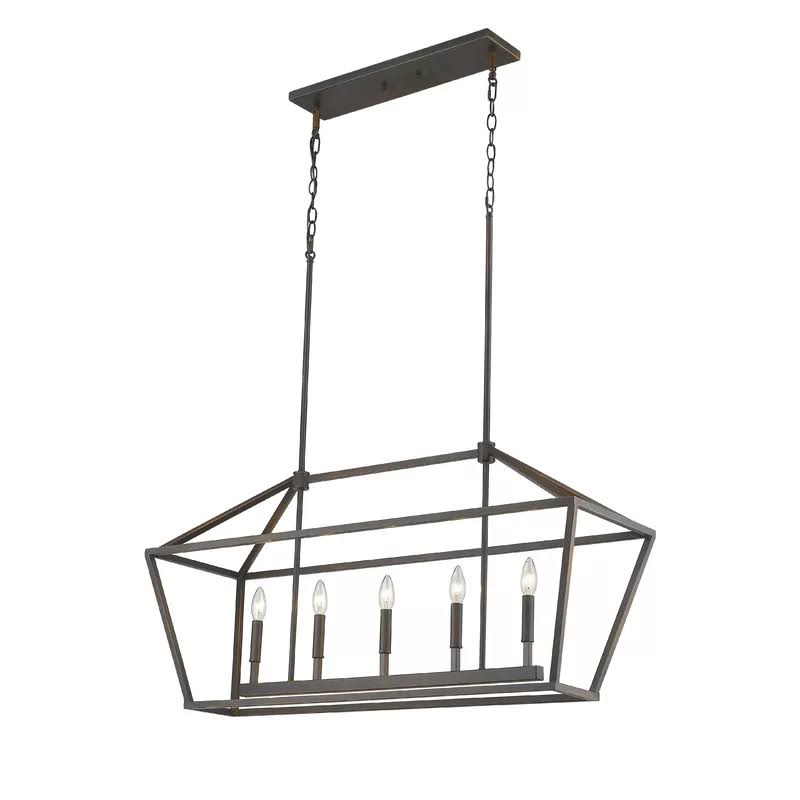 Laurel Foundry Modern Farmhouse Freemont 5-Light Kitchen Island Pendant, Rubbed Bronze