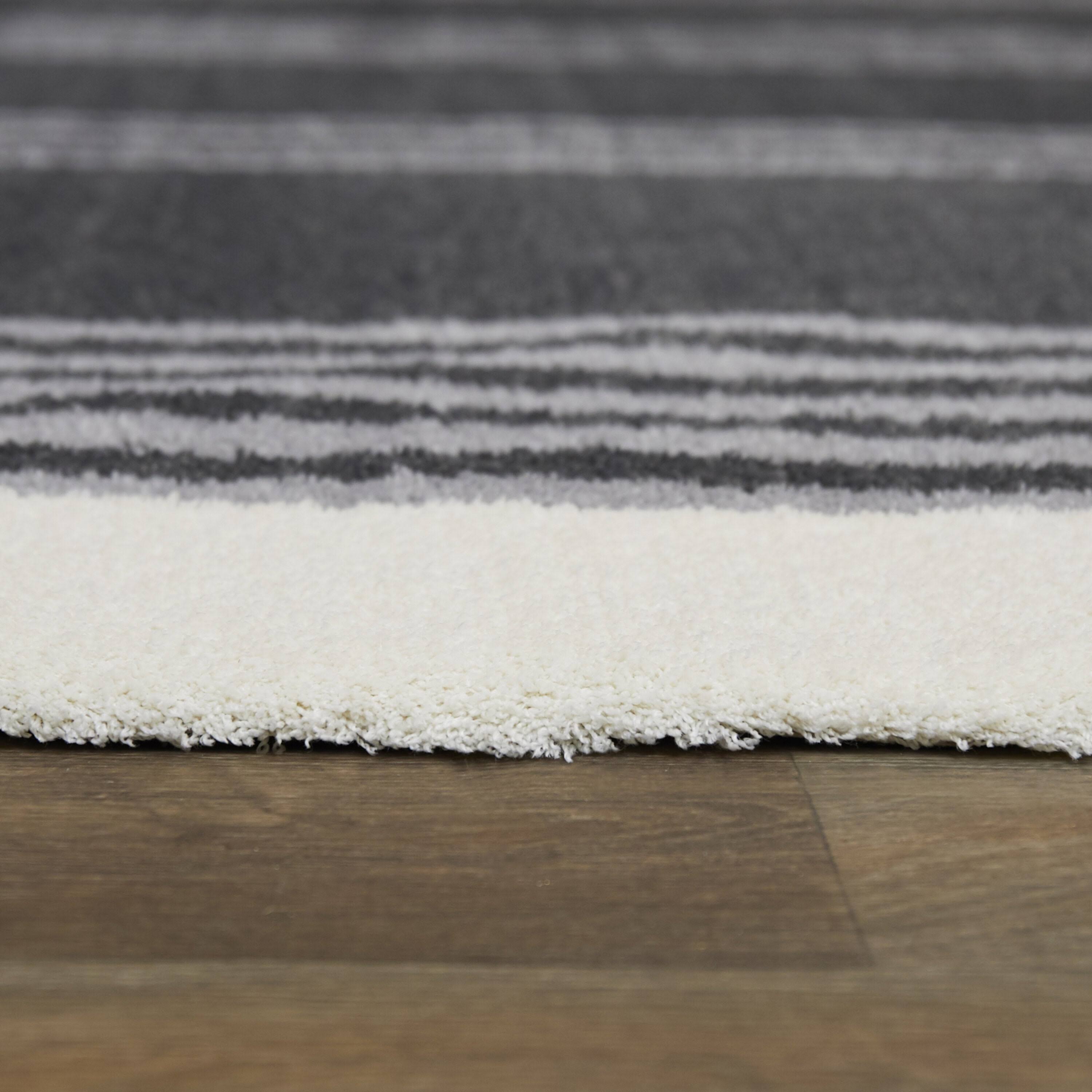 Orion Contemporary Stripes Area Rug - 5&3x22 x 7& - White