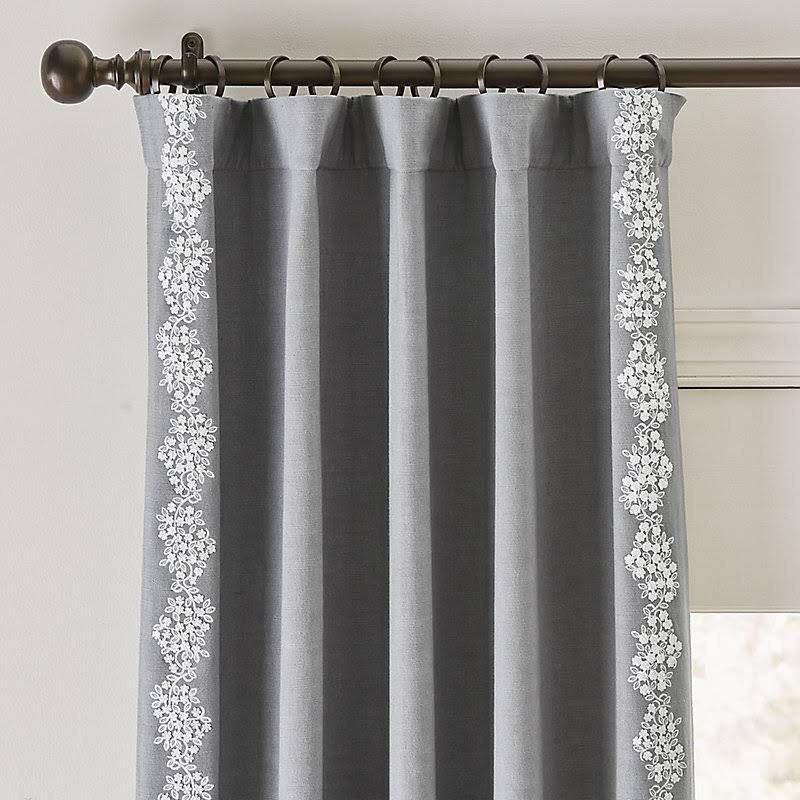 Jasmine Embroidered Drapery Panel Indigo 108x22 - Ballard Designs