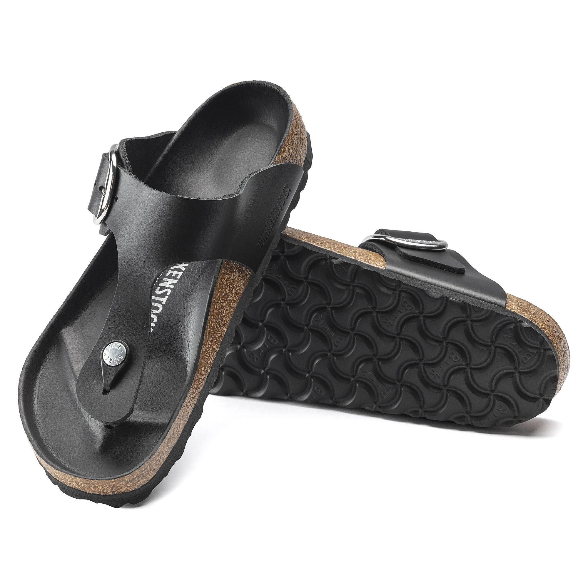 Birkenstock Gizeh Big Buckle Natural Leather Black Thong Sandals