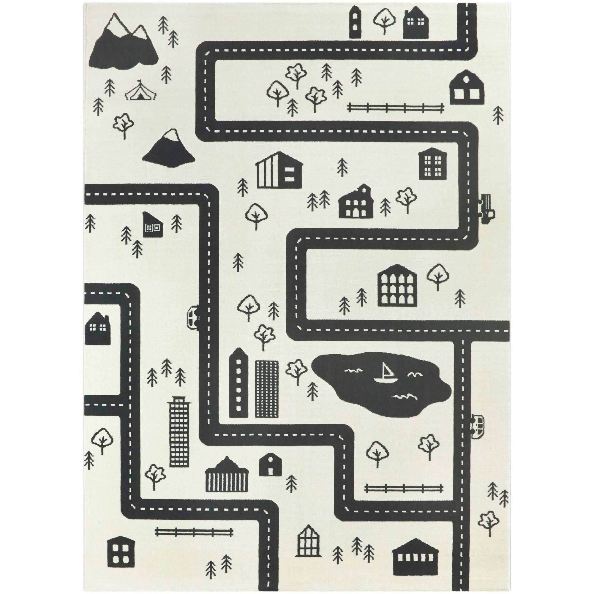 BALTA Urban Adventure Road Ivory/Black 4 ft. x 6 ft. Area Rug