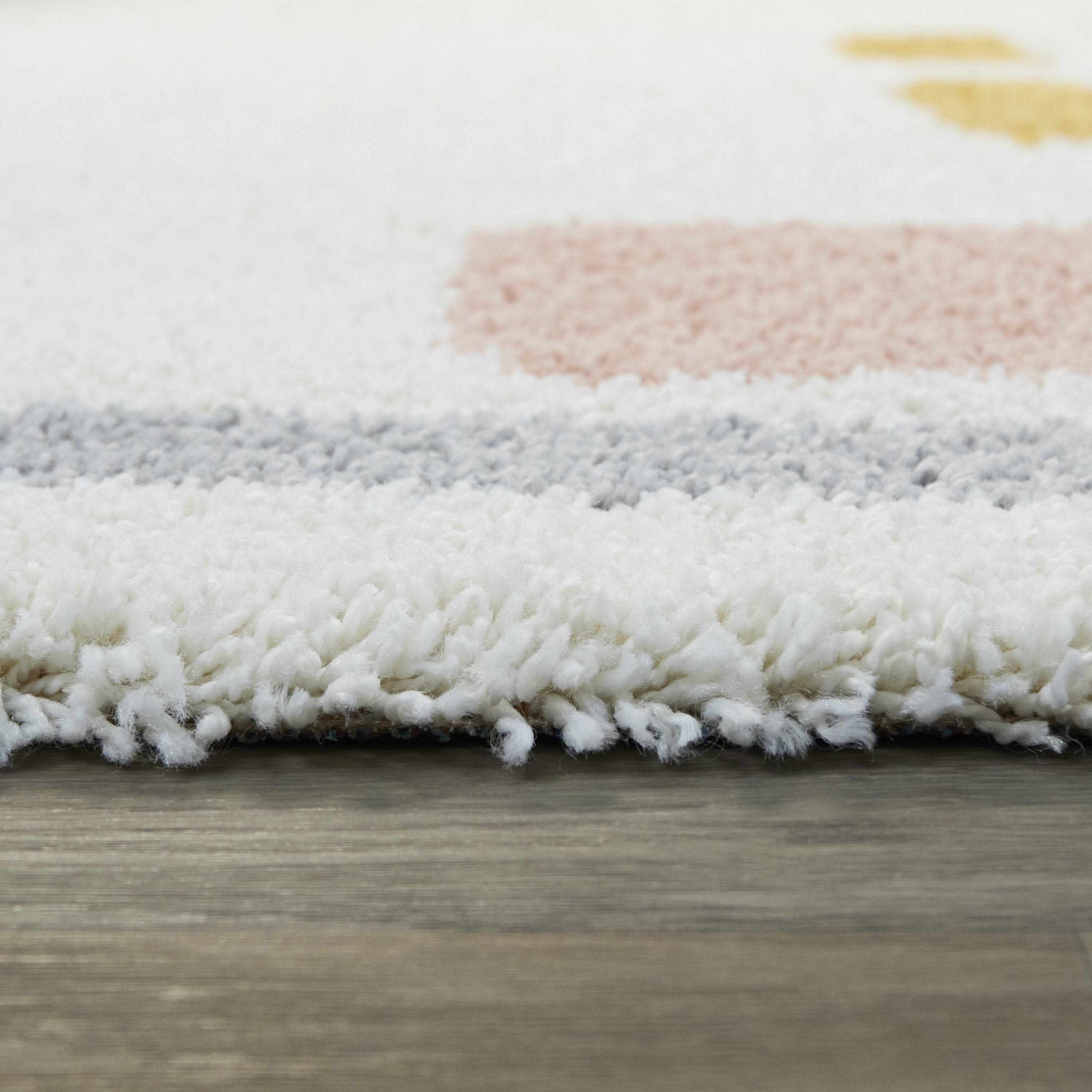 Botello Abstract Shag Area Rug - 5&3x22 x 7& - Rust