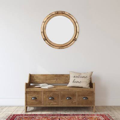 Alie Traditional Beveled Distressed Accent Mirror Finish: Gold