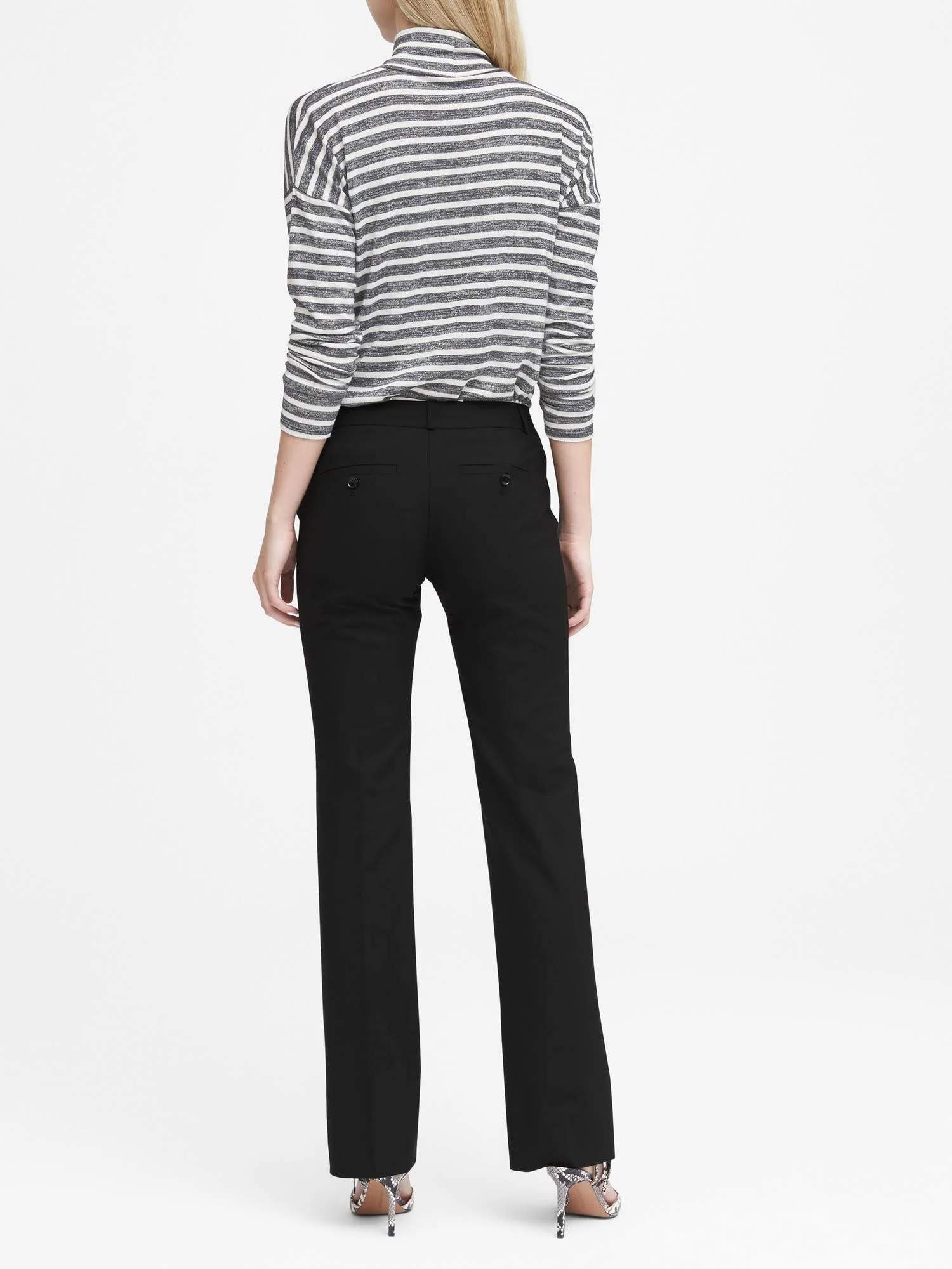 Banana Republic Women's Petite Logan Trouser-Fit Lightweight Wool Pant Black Petite Size 00