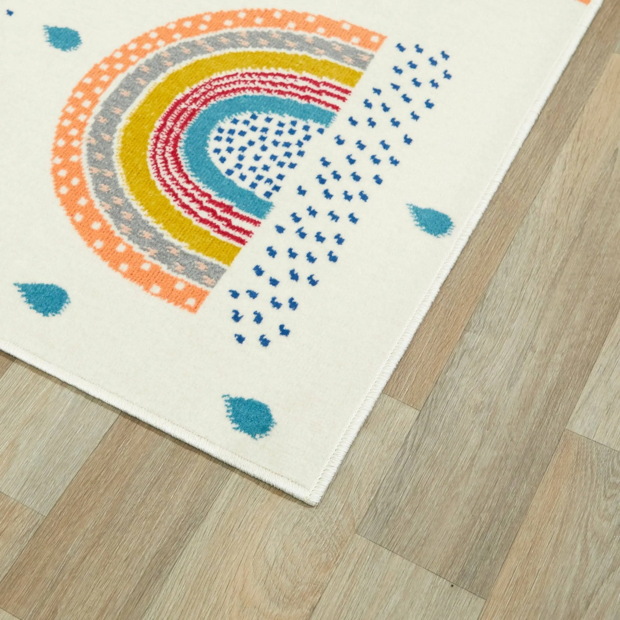 Mod-Tod Chasing Rainbows Kids Rug - 6&7x22 x 9& - Off-White