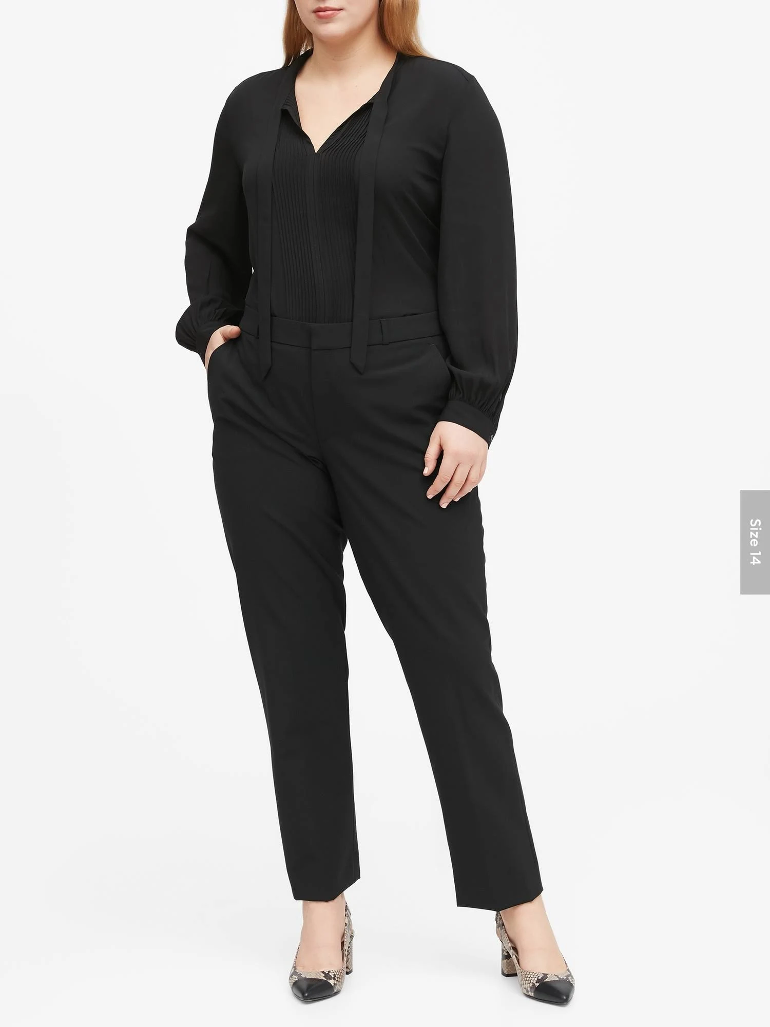 Banana Republic Women's Curvy Ryan Slim Straight-Fit Washable Wool-Blend Pant Black Size 0 Short