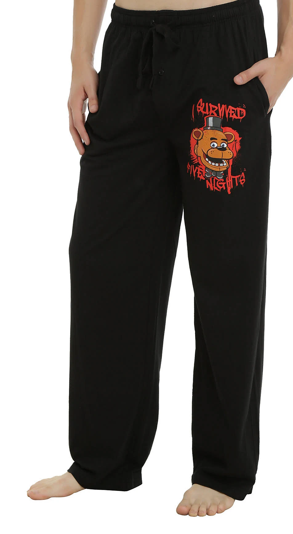Five Nights at Freddys Fnaf I Survived Five Nights Lounge Pants, S / Black