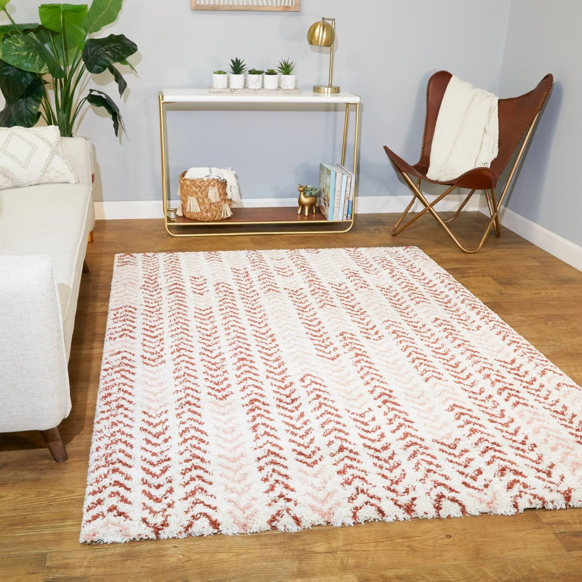 Balta Elena Rust 5 ft. x 7 ft. Arrow Transitional Area Rug, Red