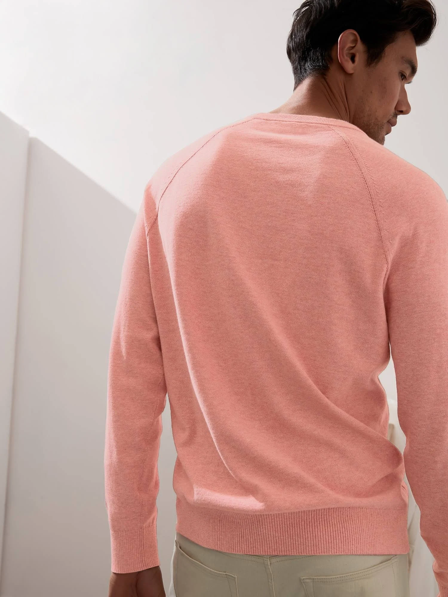 Banana Republic Men's Organic Cotton Raglan Sweater Dusty Pink Size Xs