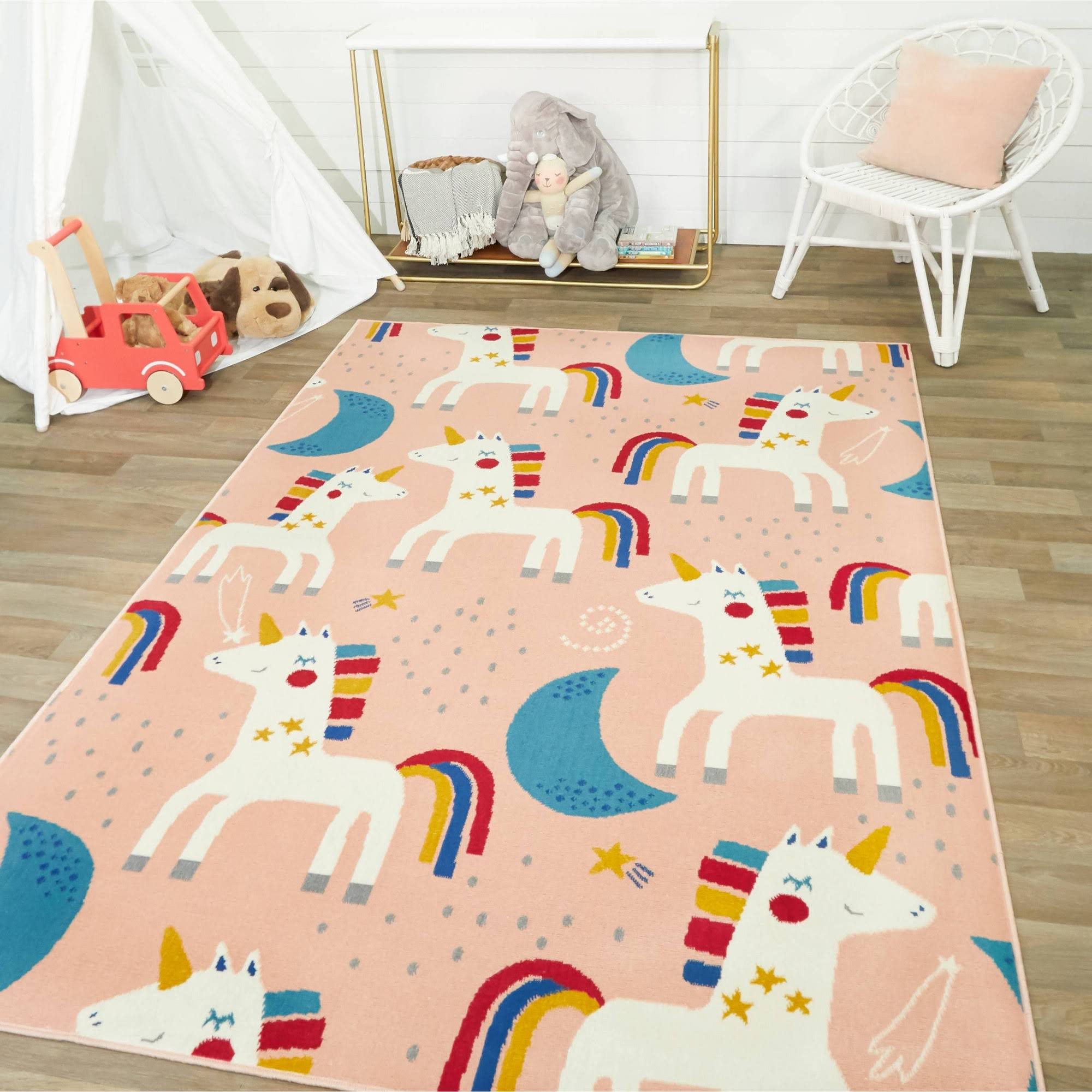 Balta Rainbow Unicorn Pink 4 ft. x 6 ft. Area Rug