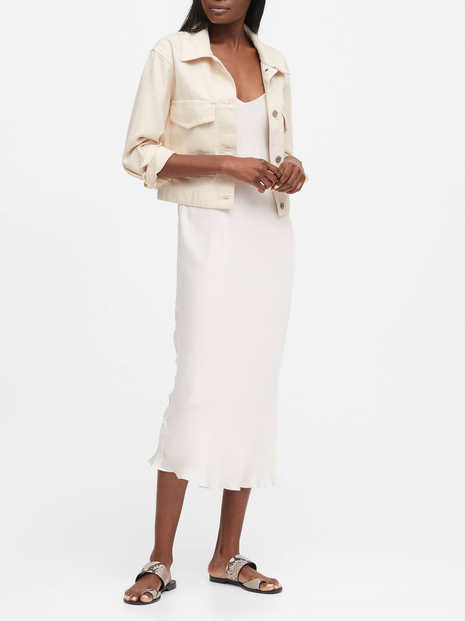 Banana Republic Women's Cropped Utility Jacket Ecru White Size XS