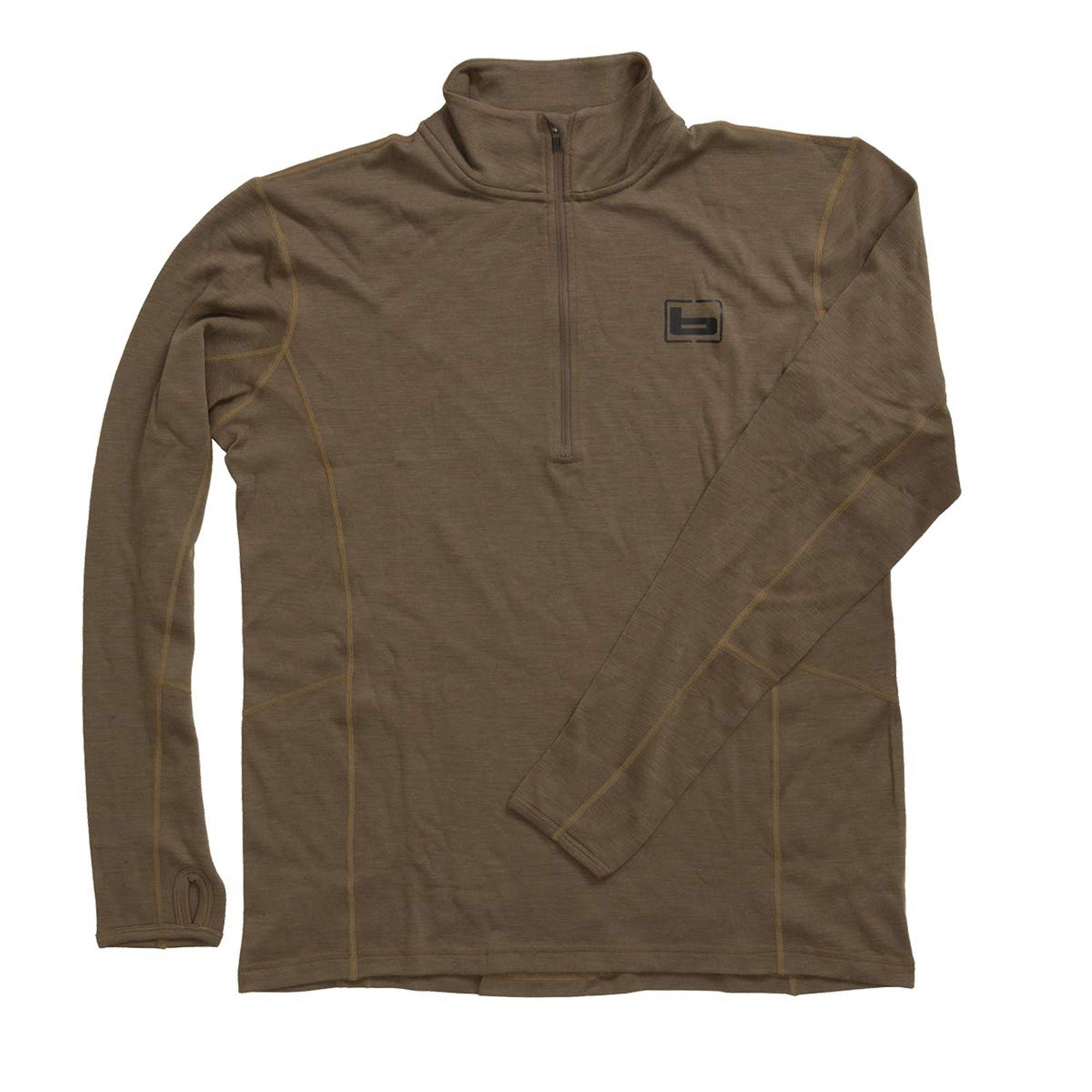 Banded Base Merino Wool 1/4 Zip Pullover 230 Gram, Mens, Light Chocolate, Large