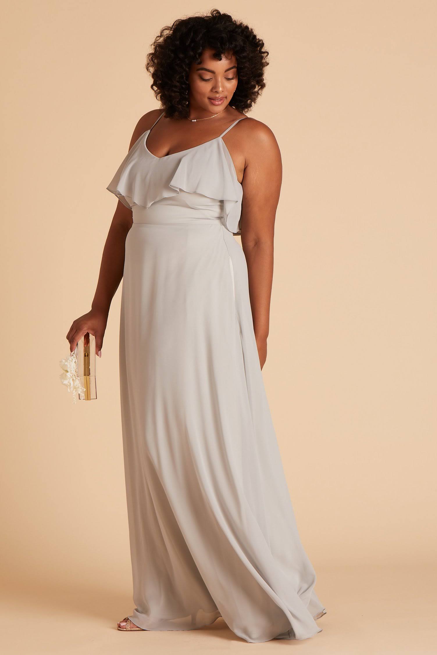Birdy Grey Jane Plus Size Convertible Chiffon Bridesmaid Dress in Dove Gray 1x / Dove Gray