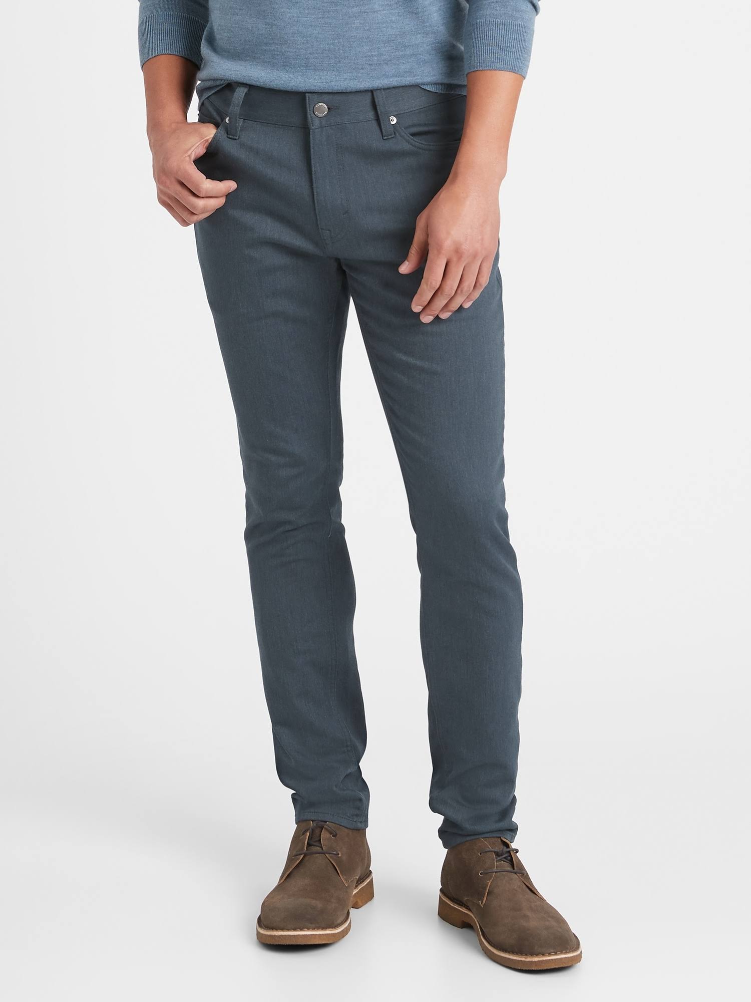 Banana Republic Men's Skinny Heathered Traveler Pant Navy Size 36W 32L