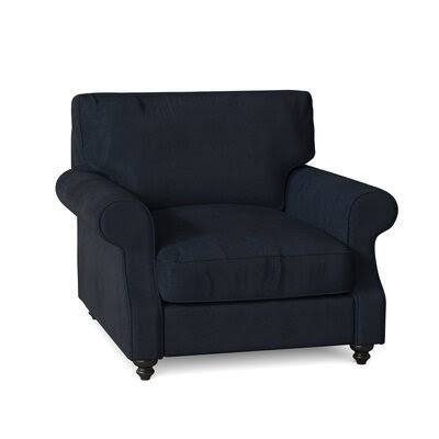 Huxley 39x22 Wide Down Cushion Armchair Birch Lane Body Fabric: Tina Indigo, Leg Color: Black Walnut
