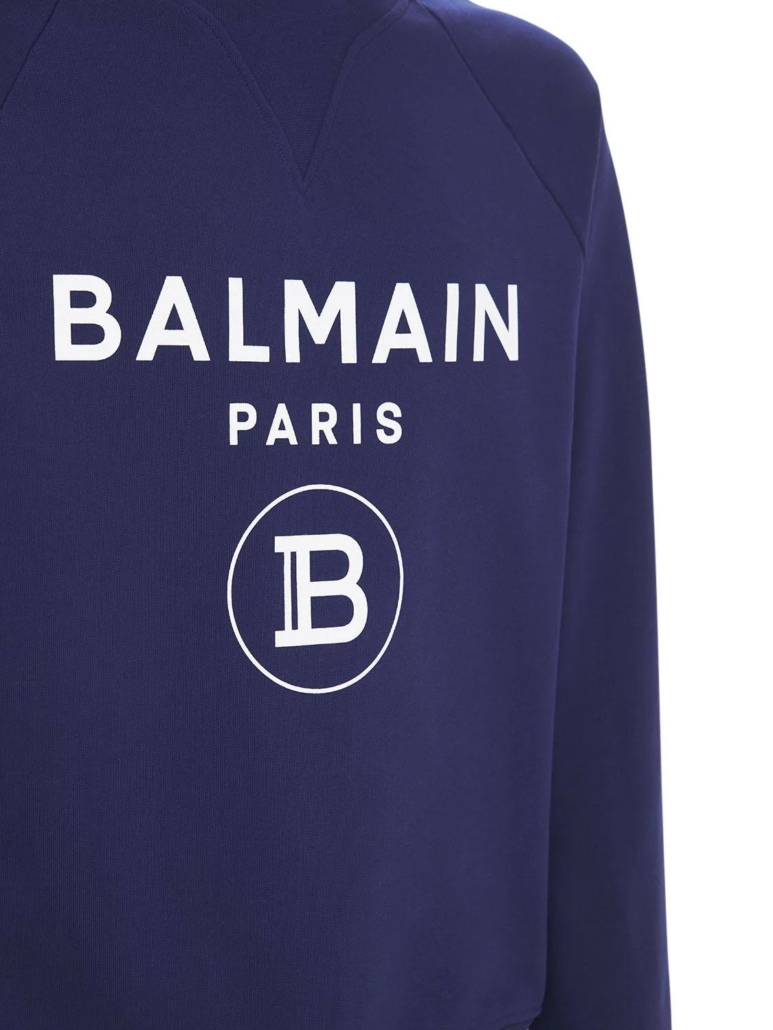 Balmain Logo Print Cotton Jersey Sweatshirt - Blue - Sweatshirts