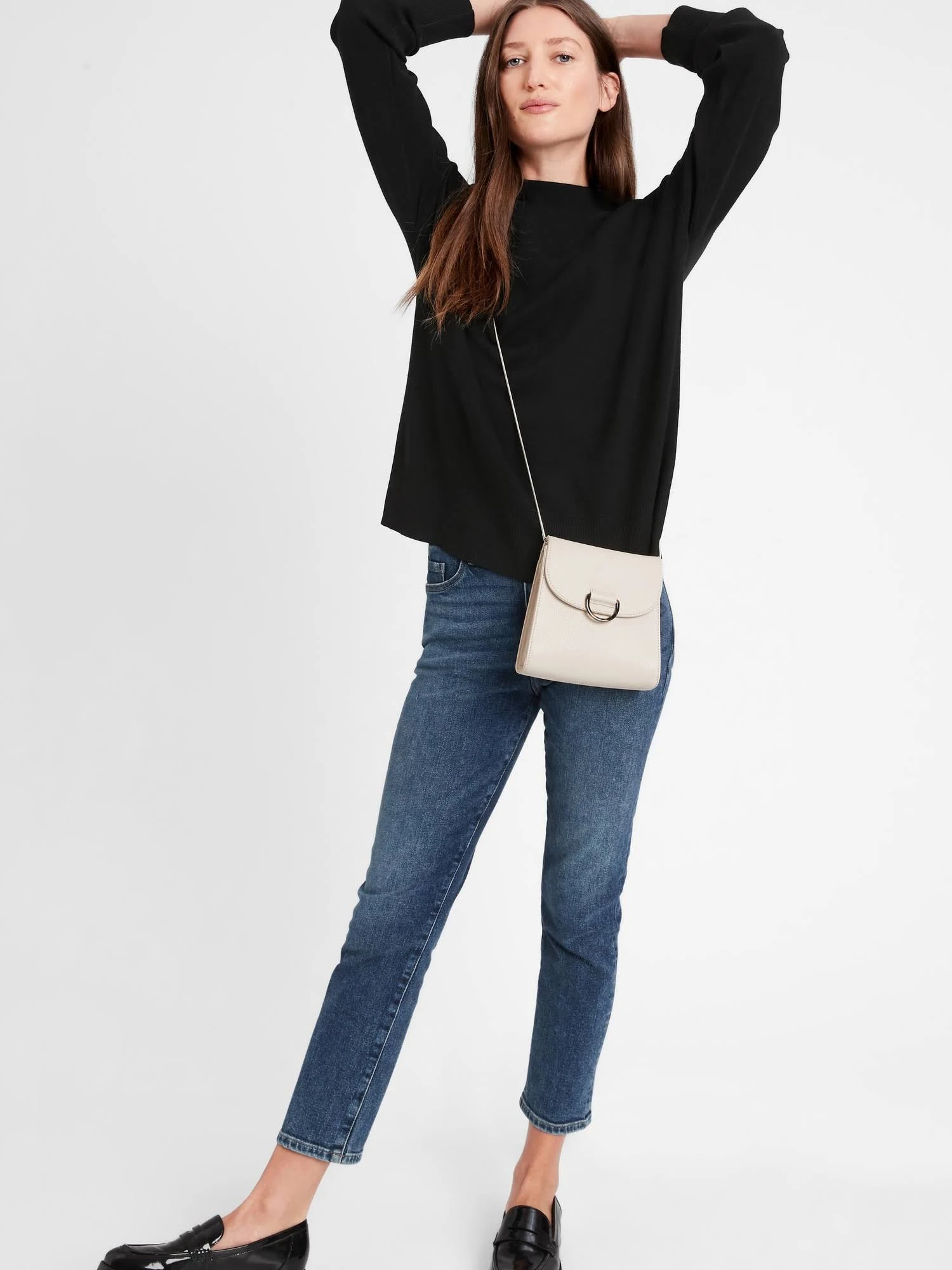 Banana Republic Women's Relaxed Mock-Neck Sweater Black Size M