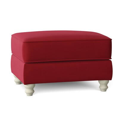 Birch Lane Huxley 31x22 Rectangle Standard Ottoman Body Fabric: Turbo Navy, Leg Color: White