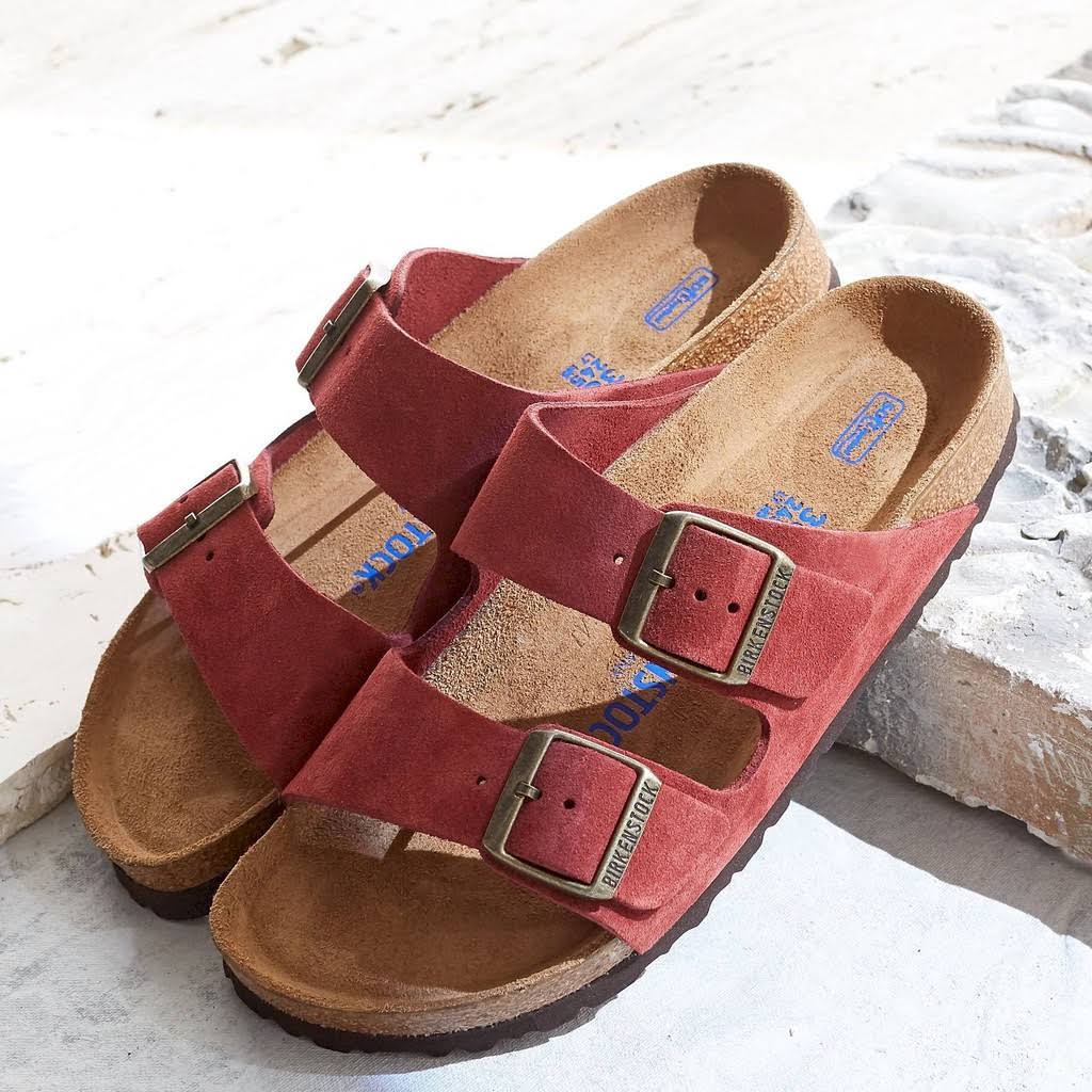 Birkenstock Arizona Soft Footbed Sandals - Antique Port Suede, Narrow - 38