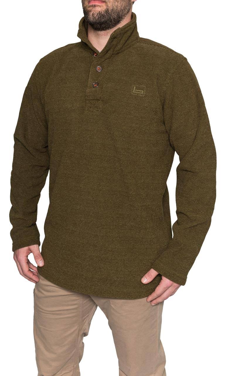 Banded Heather Fleece 1/4 Zip Pullover Spanish Moss Small, Men's, Green