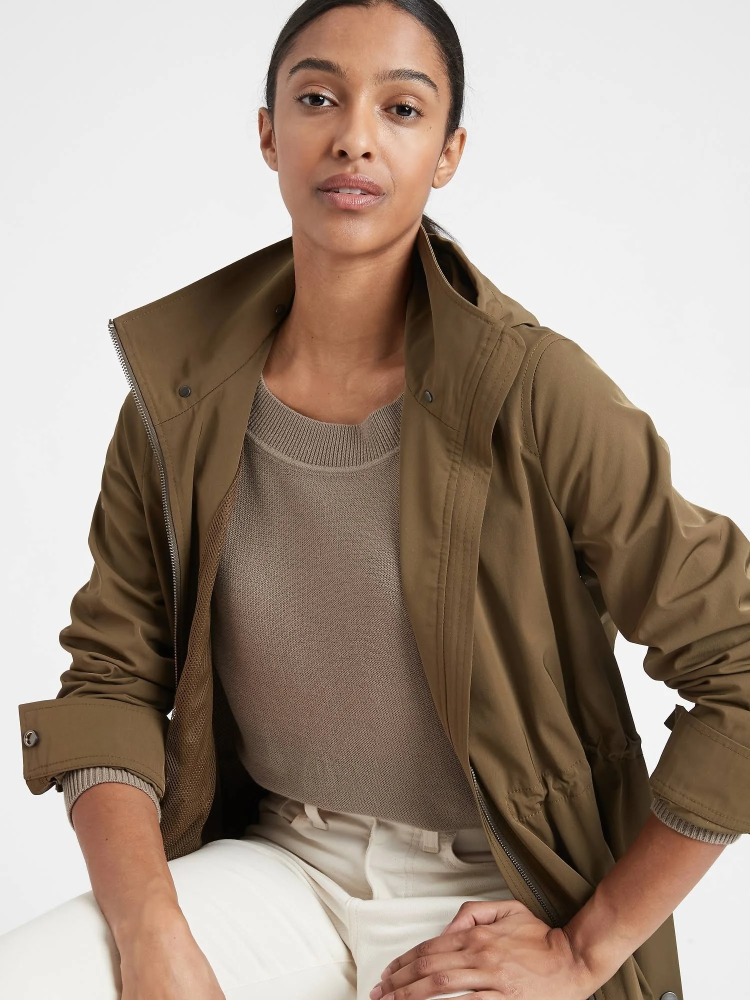 Banana Republic Women's Organic Cotton Scoop-Neck Sweater Fresh Taupe Size Xs