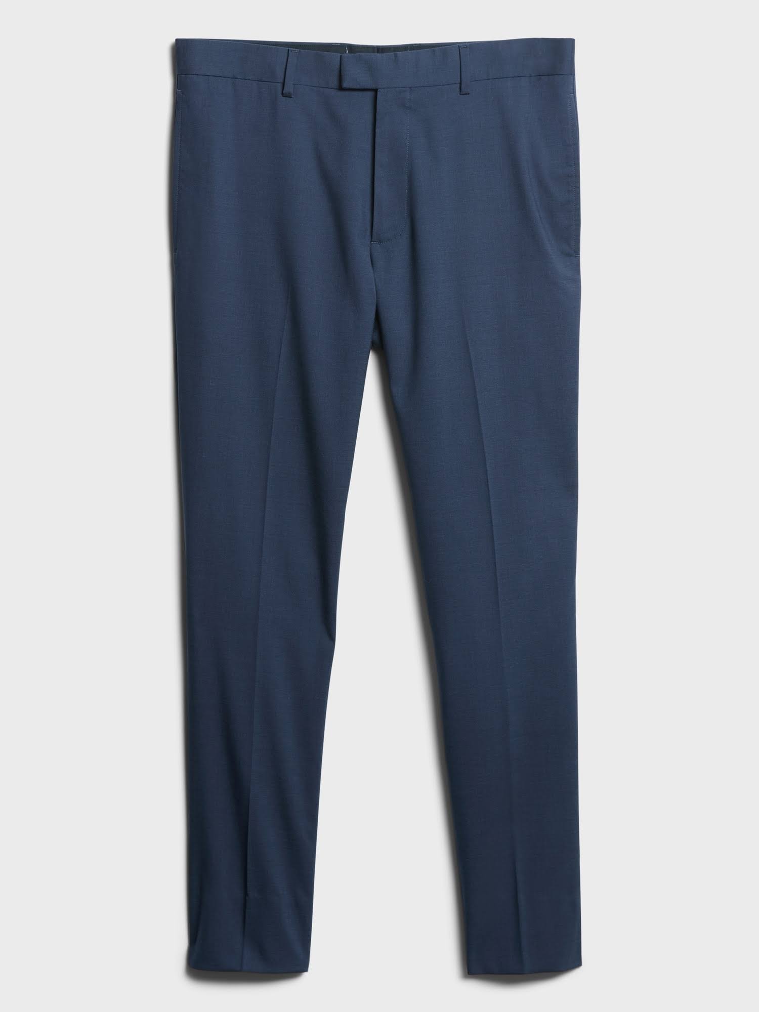 Banana Republic Men's Slim Non-Iron Stretch Cotton Solid Pant Navy Size 34W 32L