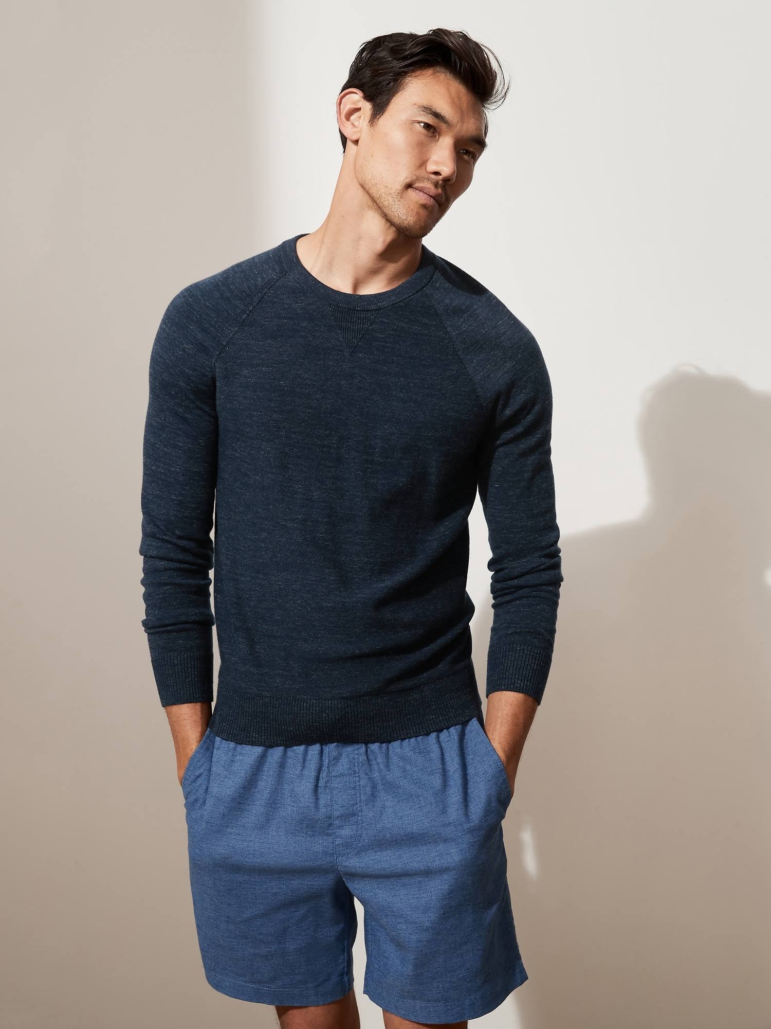 Banana Republic Men's Organic Cotton Raglan Sweater Navy Size M