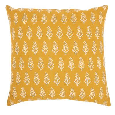 Laila Cotton Floral Throw Pillow Birch LANE? Color: Yellow