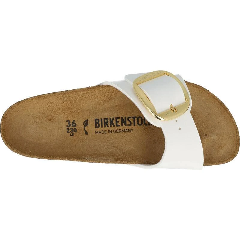 Birkenstock Adult Madrid Big Buckle White Birko-Flor Patent Slides