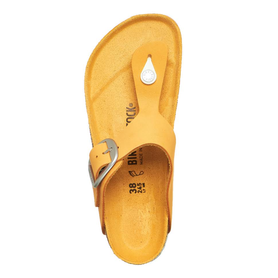 Birkenstock Gizeh Big Buckle Nubuck Leather Apricot Thong Sandals