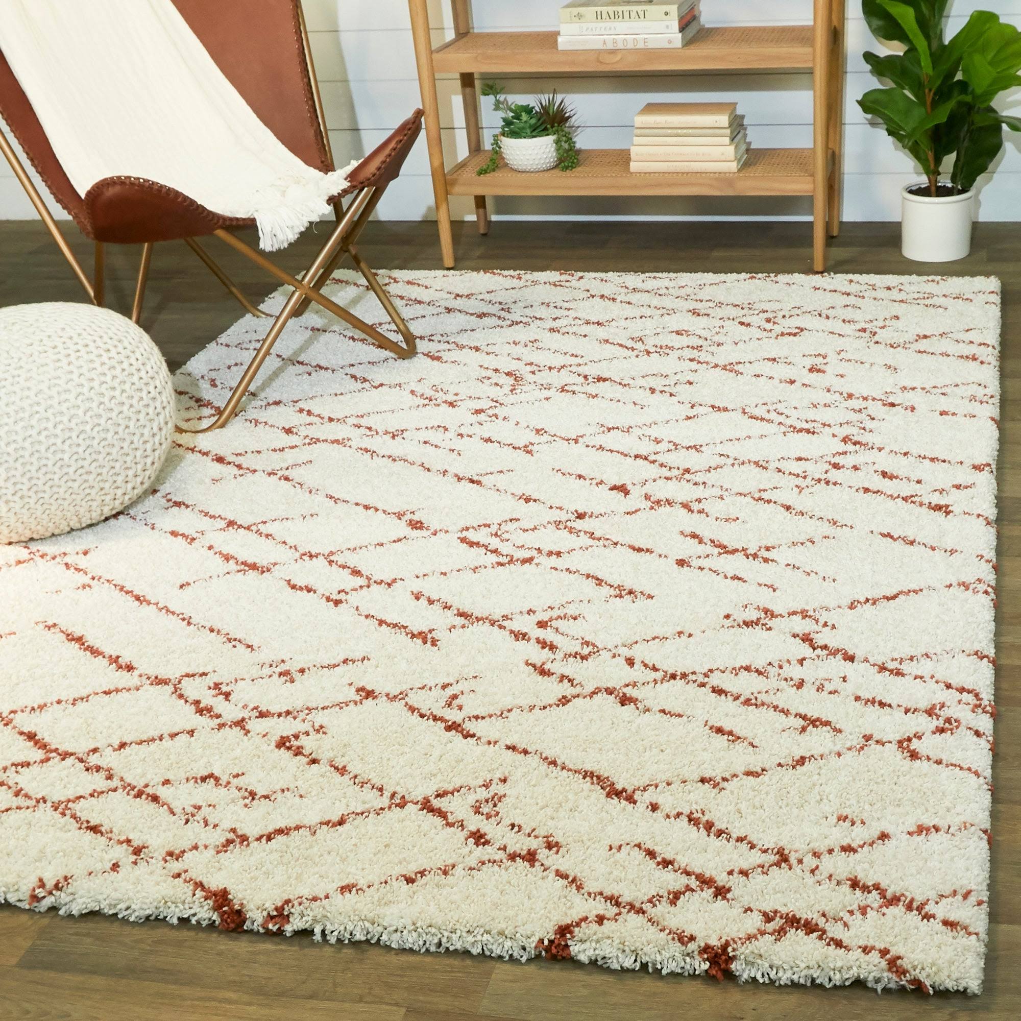 Bramante Abstract Shag Area Rug - 7&10x22 x 10& - Burnt Orange