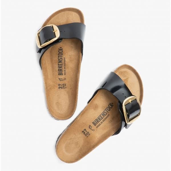 Birkenstock Unisex Madrid Big Buckle Birko-Flor Sandal Patent Black 37