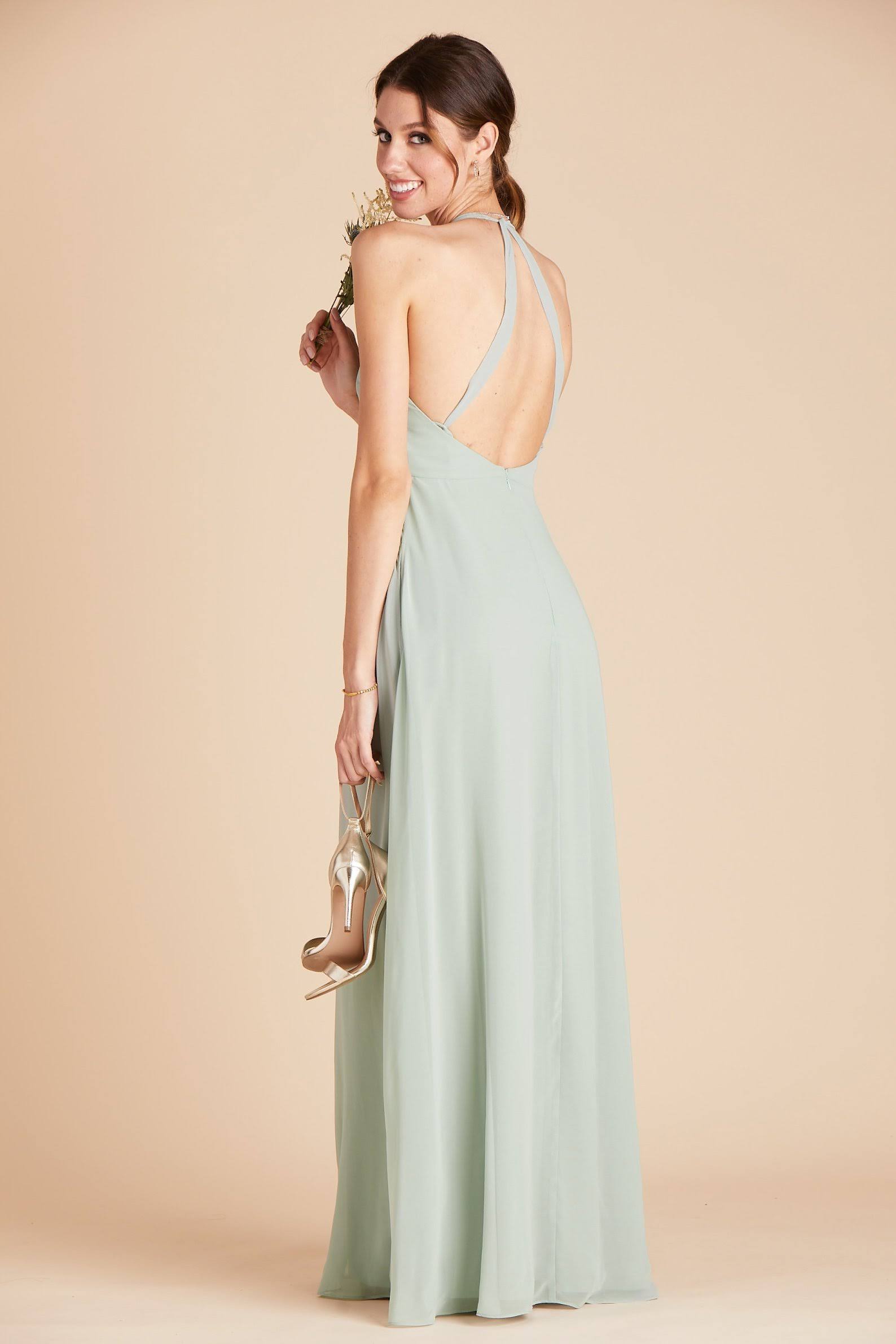 Birdy Grey Moni Convertible Chiffon Bridesmaid Dress in Sage L / Sage