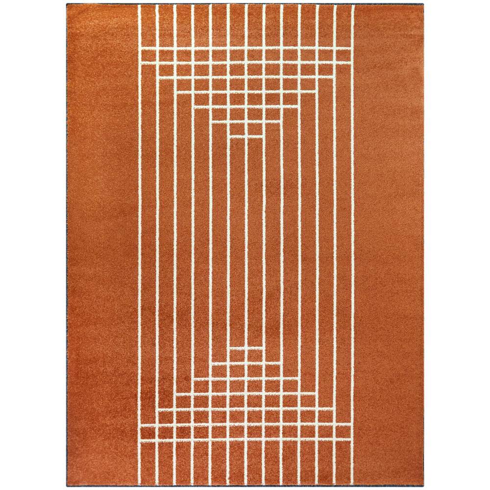 BALTA Maverick Burnt Orange 5 ft. x 7 ft. Art Deco Striped Area Rug