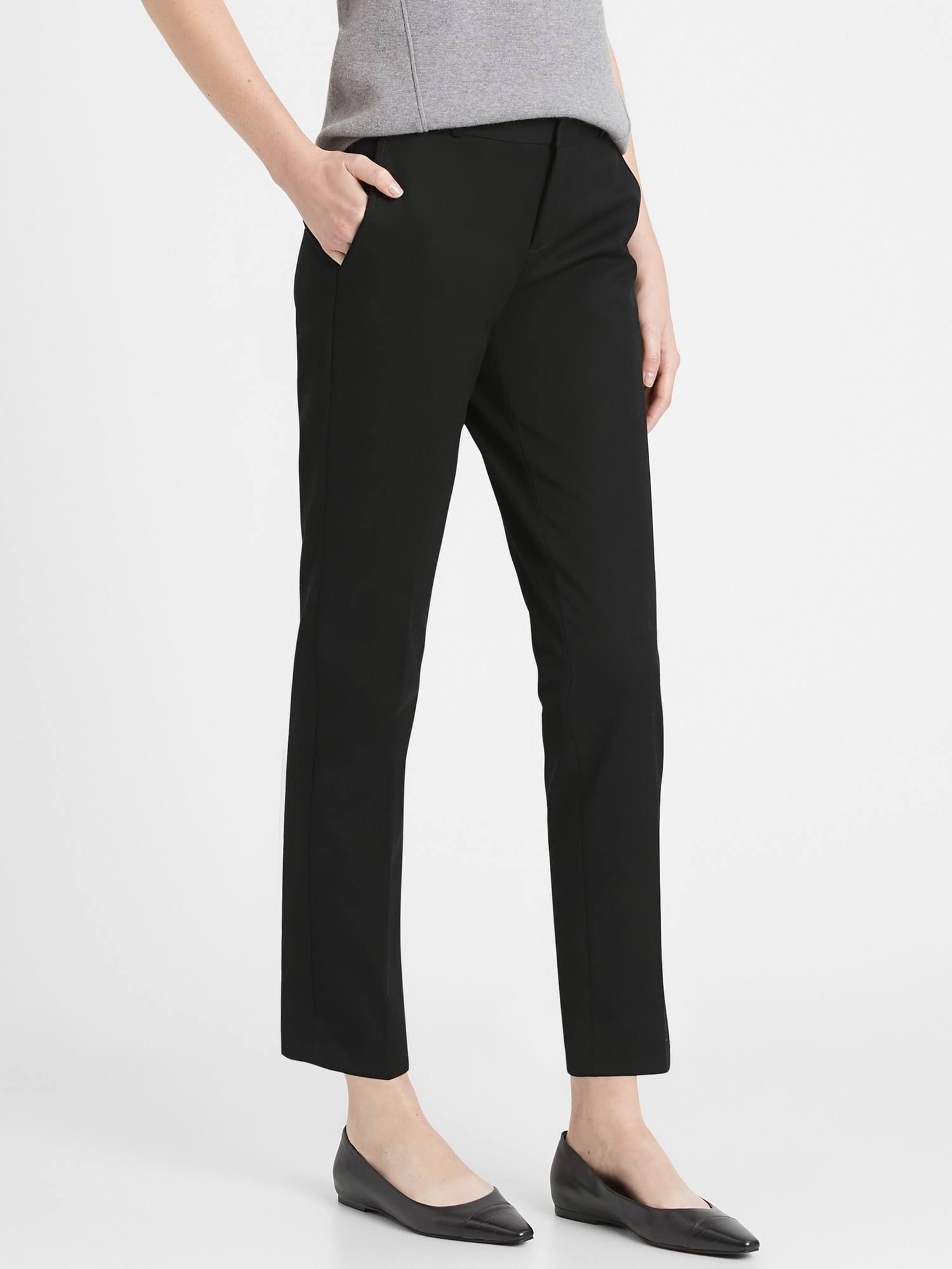 Banana Republic Women's Ryan Slim Straight-Fit Washable Bi-Stretch Pant Black Size 6 Regular