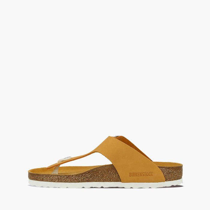 Birkenstock Gizeh Big Buckle Nubuck Leather Apricot Thong Sandals
