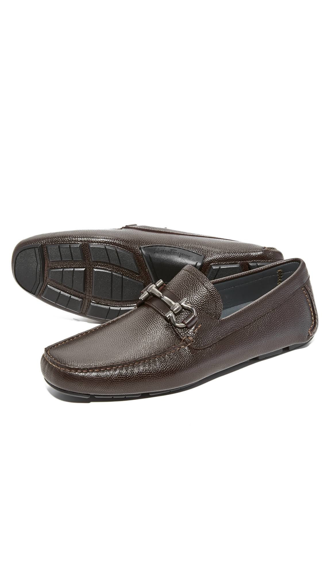 Salvatore Ferragamo Parigi Gancini Bit Leather Driver, 11 / Brown