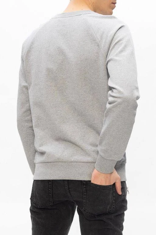 Balmain Mens Grey Logo-embossed Crewneck Cotton-jersey Sweatshirt S