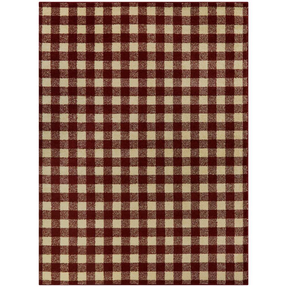Balta Rogers Burgundy 5 ft. x 7 ft. Gingham Area Rug, Red