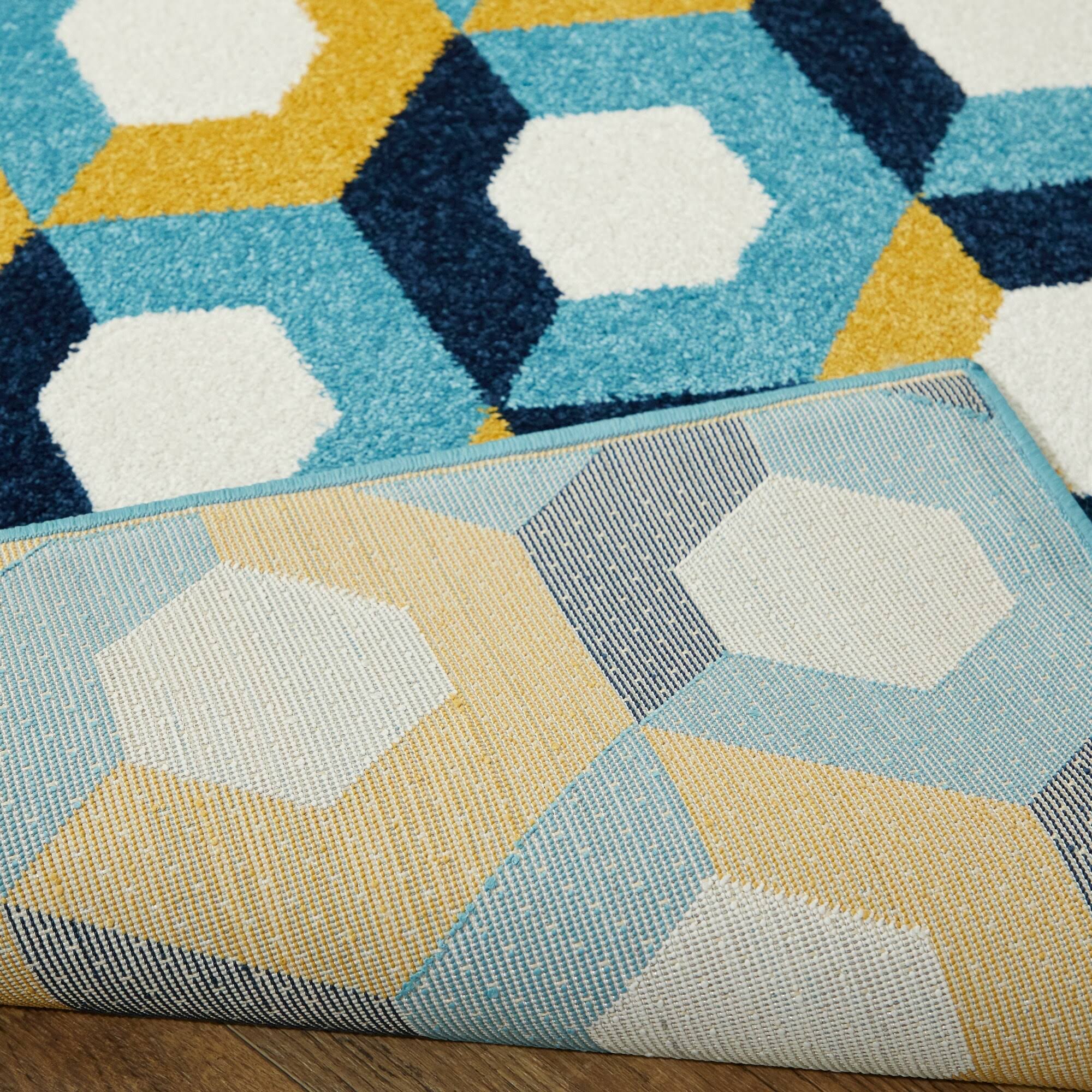Weston 5'3 x 7' Woven Area Rug in Blue/Yellow