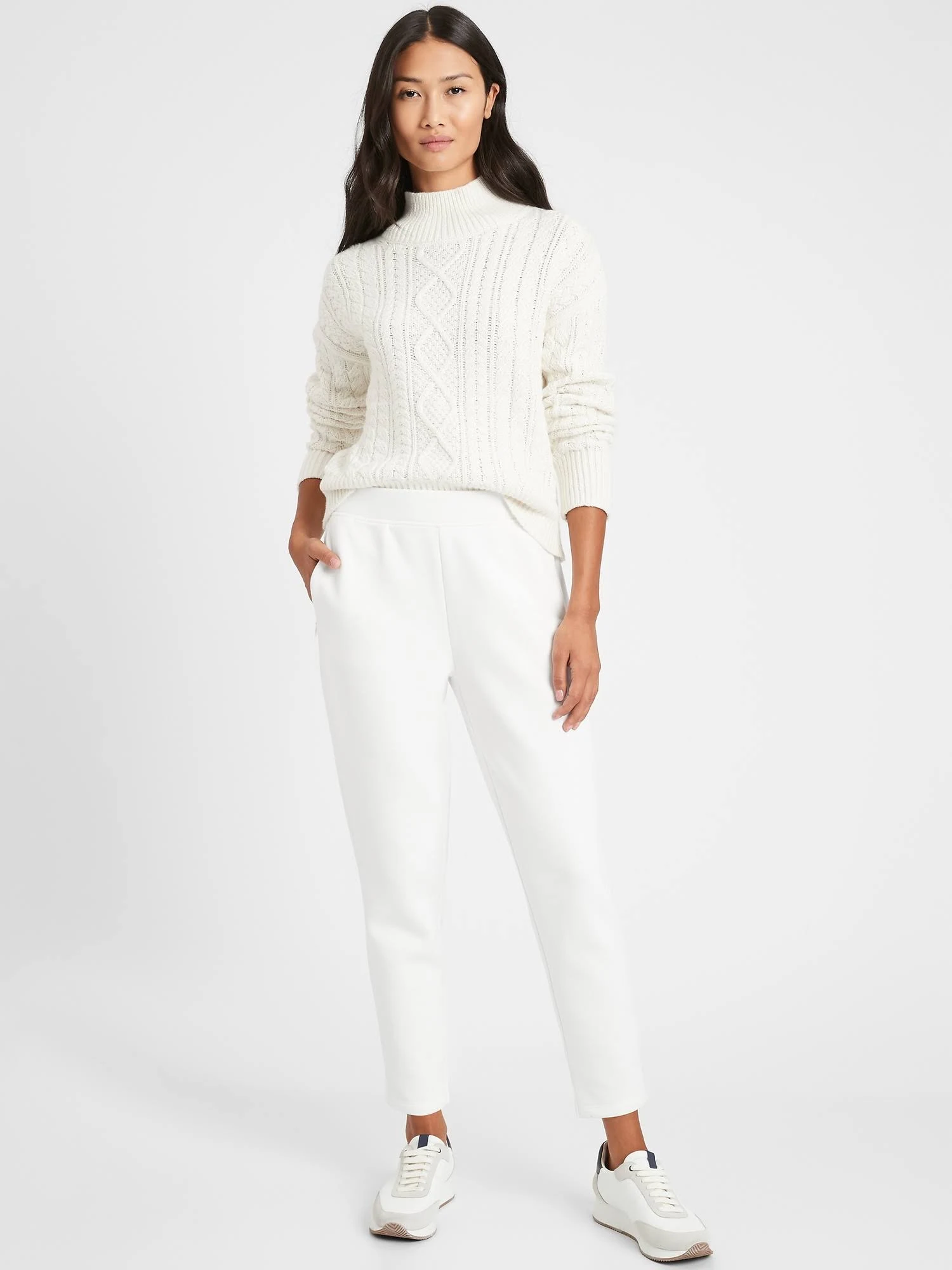 Banana Republic Women's Cozy Fleece Commuter Jogger Almond Beige Size M