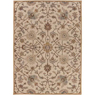 Arden Floral Handmade Tufted Wool Khaki/Brown Area Rug Birch Lane Rug Size: Rectangle 6& x 9&