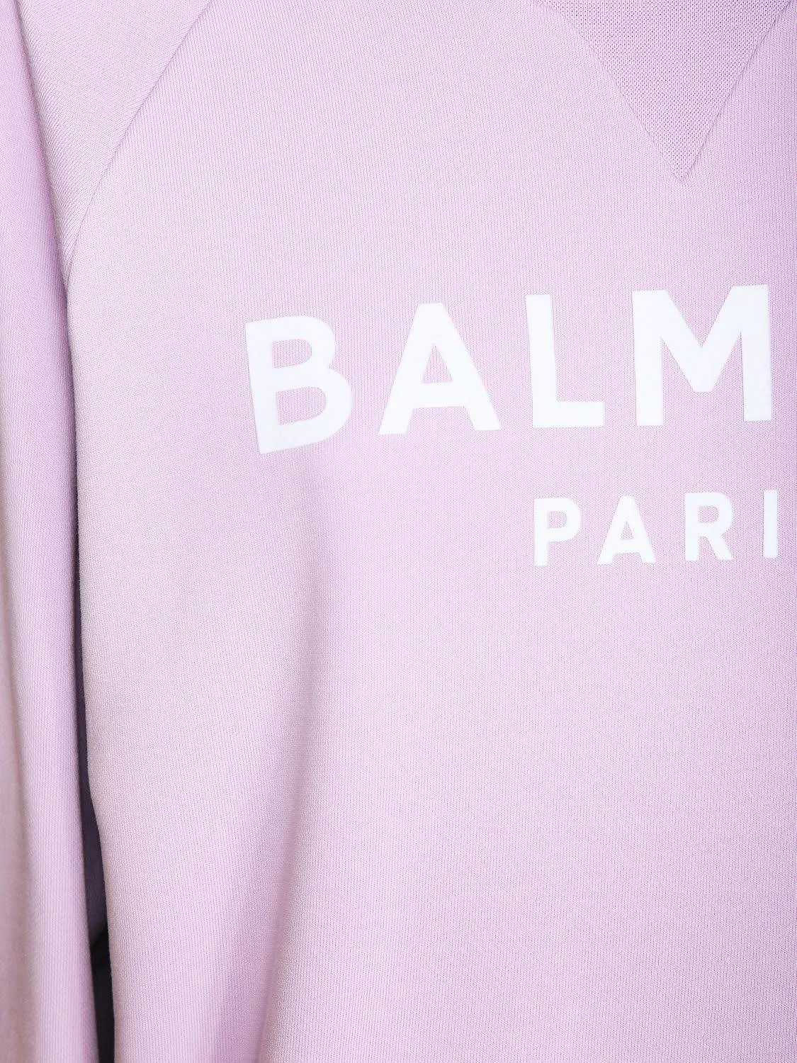 Balmain | Women Flocked Logo Cotton Sweatshirt Lilac/white Xxs