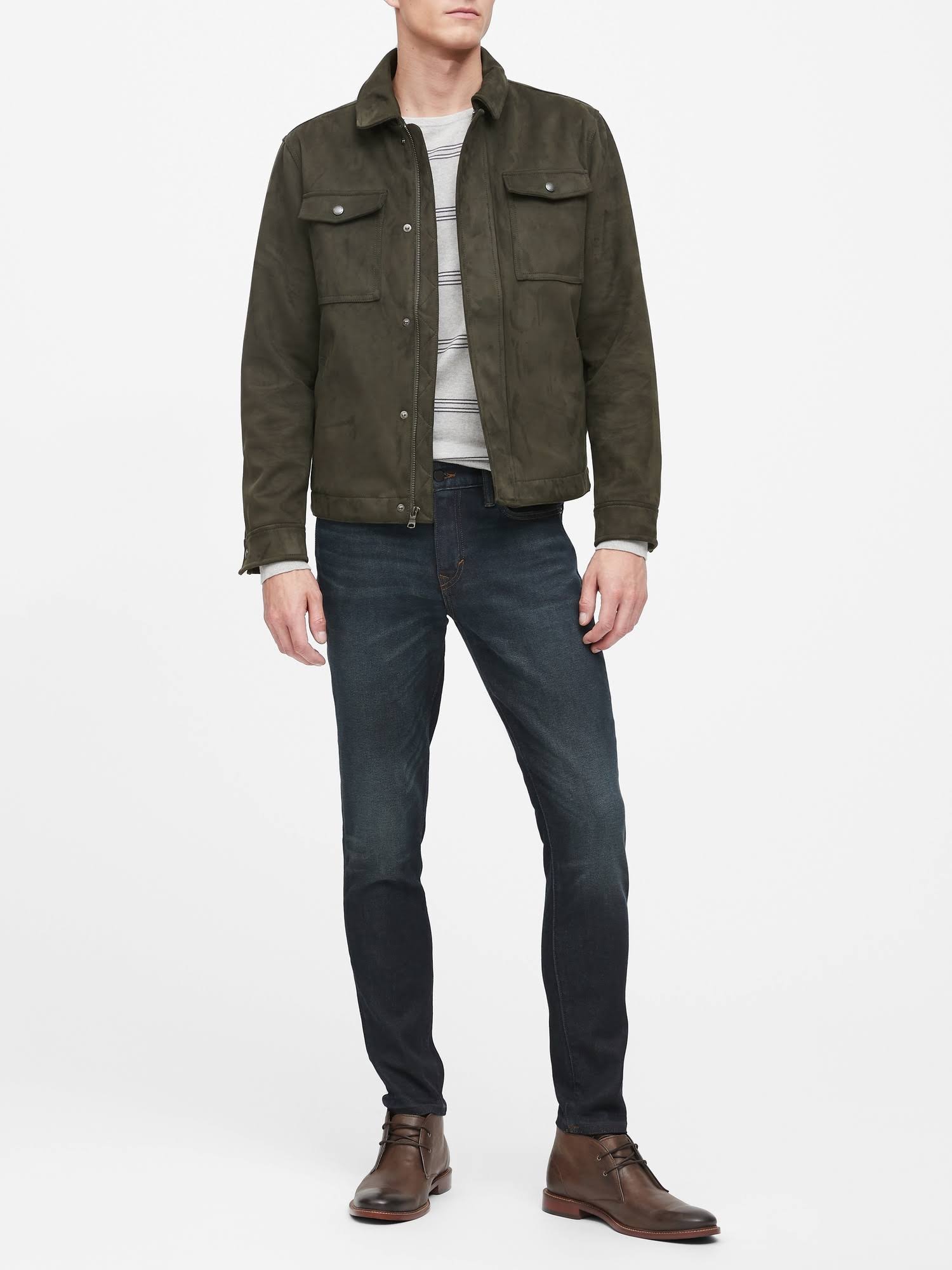 Banana Republic Men's Vegan Suede Trucker Jacket Wilderness Green Size L