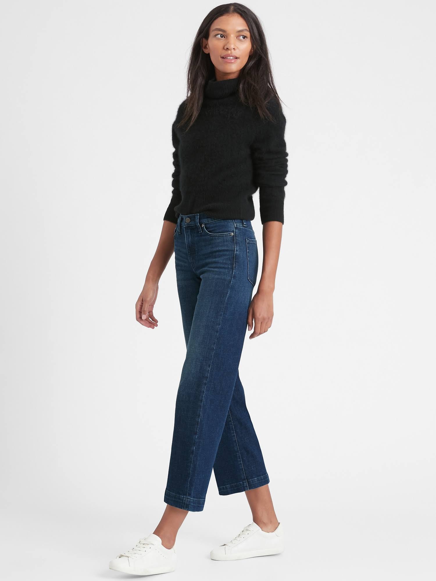Banana Republic Women's High-Rise Wide-Leg Cropped Jean Medium Wash Size 27 Regular