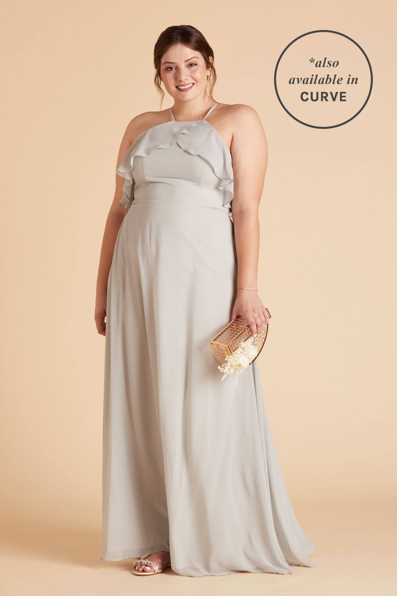 Birdy Grey Jules Chiffon Bridesmaid Dress in Dove Gray XL / Dove Gray