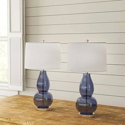 Colvard 29x22 Table Lamp Set Base Color: Blue/White Shade
