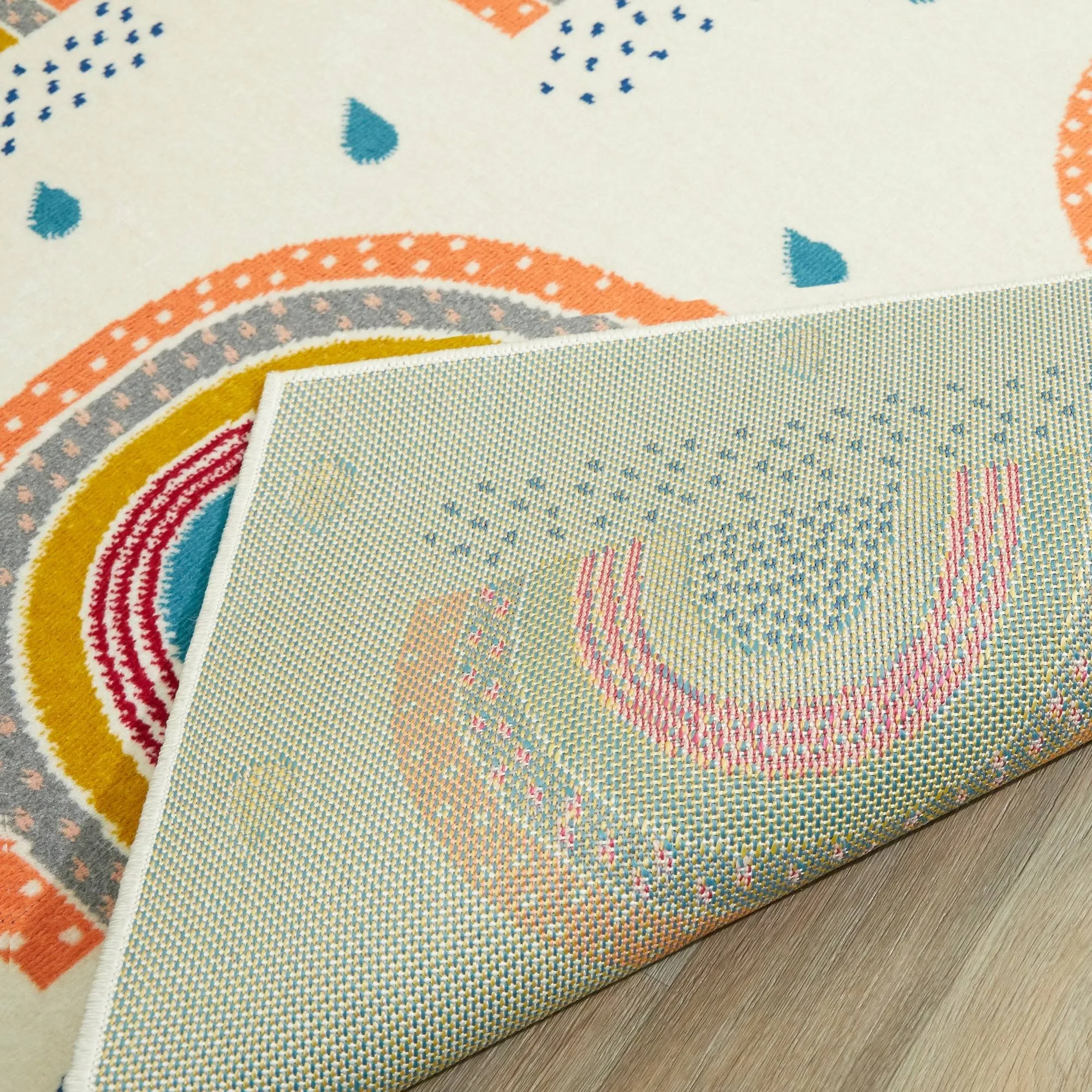 Mod-Tod Chasing Rainbows Kids Rug - 6&7x22 x 9& - Off-White